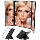 Make up mirror, 8pcs LED light, ABS Plastic + Glass, Black.