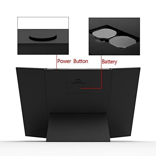 Make up mirror, 8pcs LED light, ABS Plastic + Glass, Black.