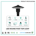 LED Round Post Top Light  AC120-277V(I3 Design)