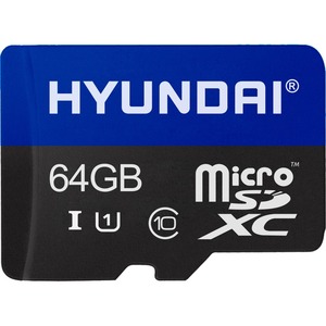 [MHYMSDC64GC10/NEW] Hyundai 64GB Flash Class 10 U1 Micro SD Memory with Adapter - 90MB/S Read Speed and 21MB/S Write Speed